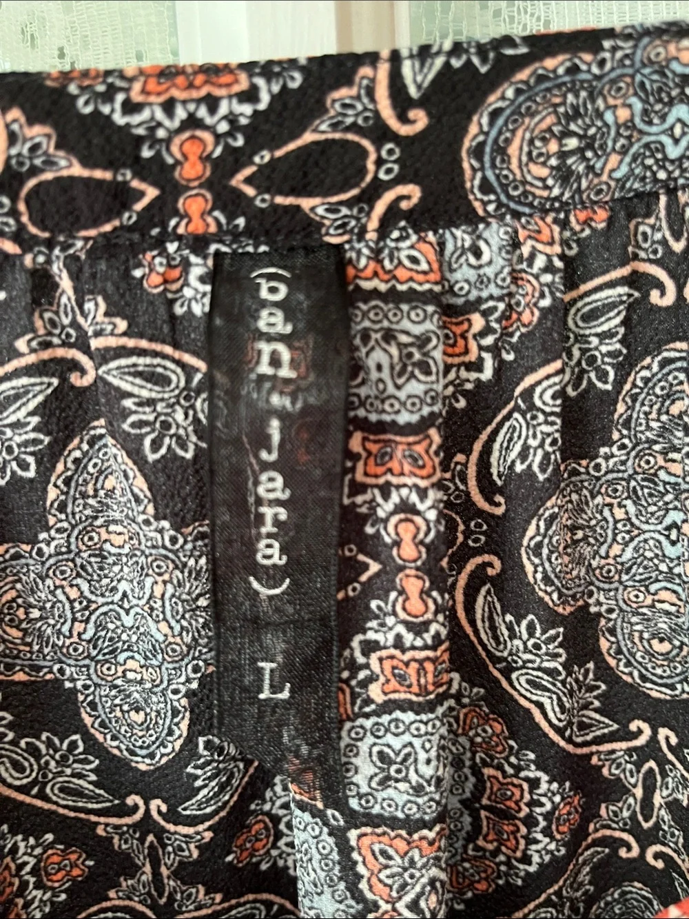 Boho Floral Peasant Blouse in Black and Coral